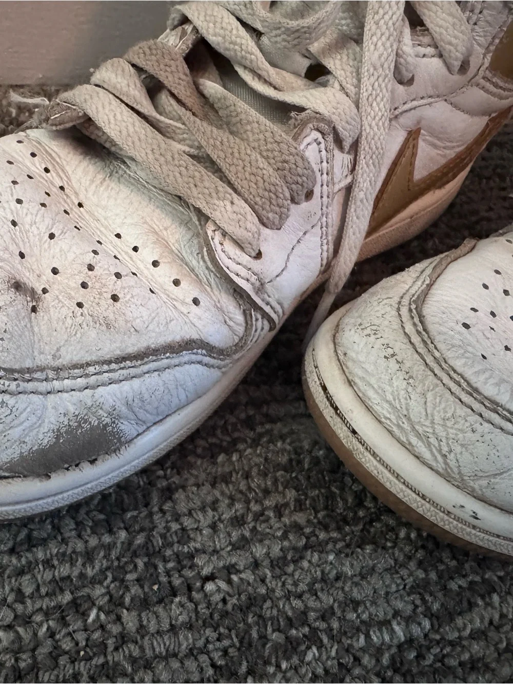 Nike Kids White and Gold High-Top Sneakers